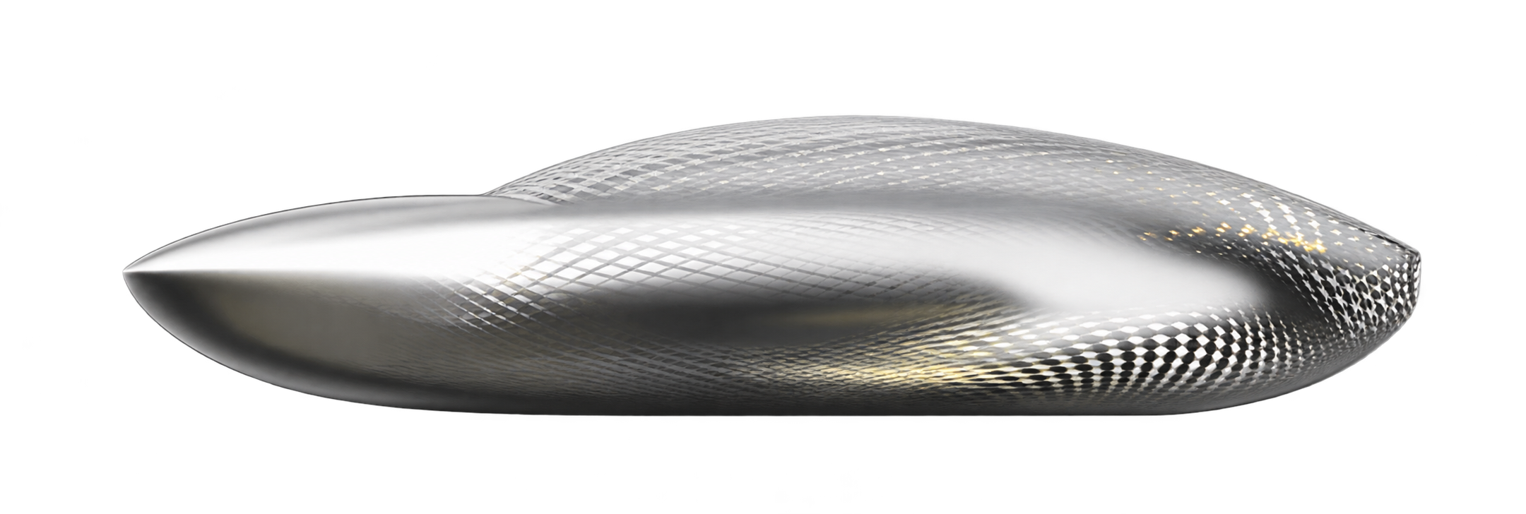 Streamlined metallic form studied for surface flow.