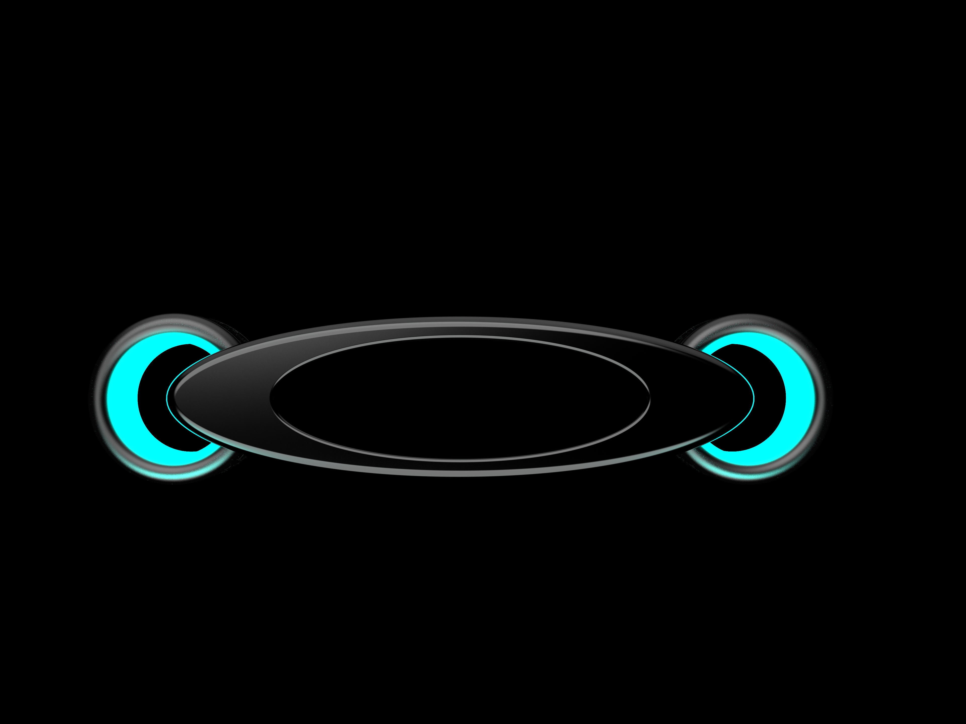 Oakley Bike concept with a sculpted black oval frame and bright cyan wheels.